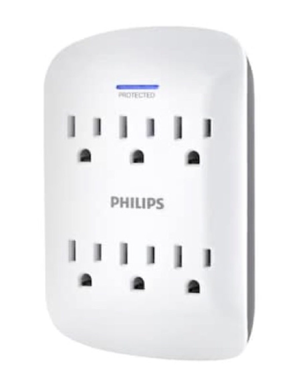 Philips White 6-Outlet Wall Surge Protector with Blue Indicator